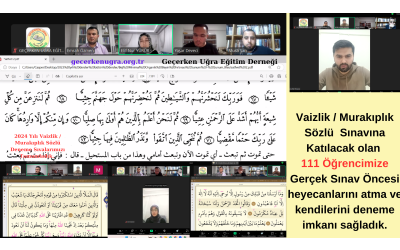 2024 Yılı Vaizlik / Murakıplık Sözlü Deneme Sıvalarımızı Tamamladık. Vaizlik / Murakıplık Sözlü Sınavına Katılacak olan 111 Öğrencimize Gerçek Sınav Öncesi heyecanlarını atma ve kendilerini deneme imkanı sağladık. 