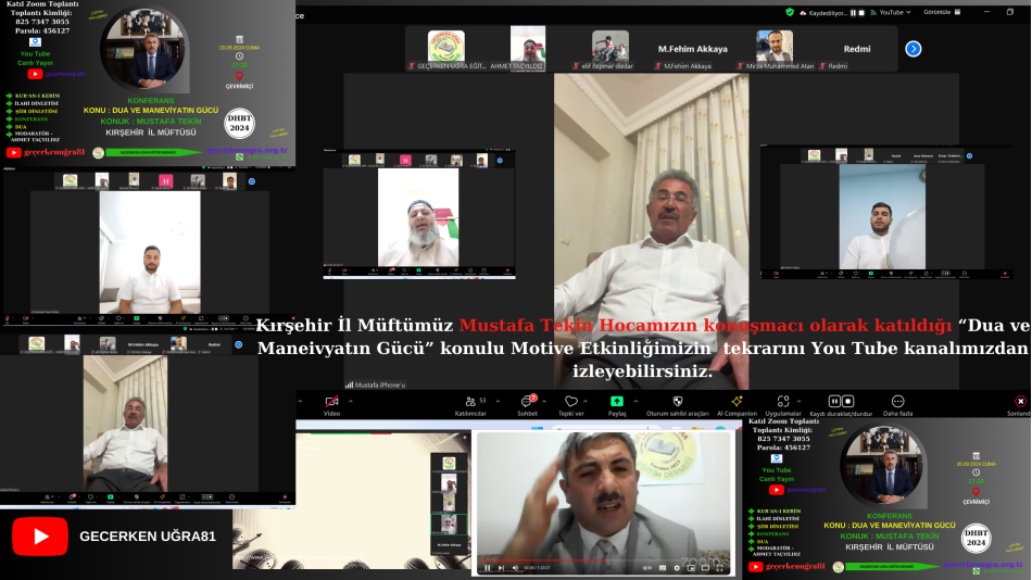 Kırşehir İl Müftümüz Mustafa Tekin Hocamızın konuşmacı olarak katıldığı “Dua ve Maneviyatın Gücü” konulu Motive Etkinliğimizin tekrarını You Tube kanalımızdan izleyebilirsiniz.