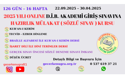 2025 YILI ONLINE D.İ.B. D.İ.B. AKADEMİ GİRİŞ SINAVINA HAZIRLIK MÜLAKAT KURSU ( SÖZLÜ SINAVA HAZIRLIK KURSU ) BAŞVURU VE BİLGİLENDİRME FORMU