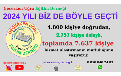 2024 YILI BİZDE DE BÖYLE GEÇTİ 4.800 kişiye doğrudan. 2.757 kişiye dolaylı toplamda 7.637 kişiye hizmet ulaştırdık