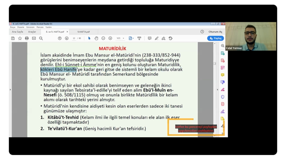 DHBT KURSUMUZDA CELAL YORMAZ HOCAMIZ MEZHEPLER TARİHİ DERSİ İLE HER PAZARTESİ 20:30'DA YOU TUBE CANLI YAYINI İLE SİZLERLE