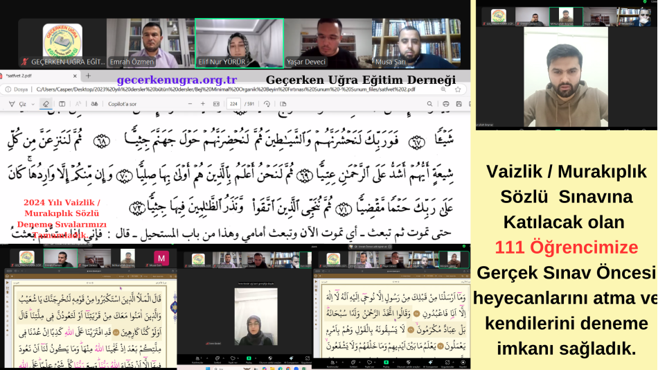 2024 Yılı Vaizlik / Murakıplık Sözlü Deneme Sıvalarımızı Tamamladık. Vaizlik / Murakıplık Sözlü Sınavına Katılacak olan 111 Öğrencimize Gerçek Sınav Öncesi heyecanlarını atma ve kendilerini deneme imkanı sağladık. 