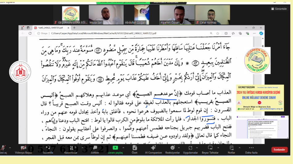 2024 YILI İHTİSAS SÖZLÜ DENEME SINAVI 133 ÖĞRENCİNİN KATILIMIYLA BAŞLAMIŞTIR