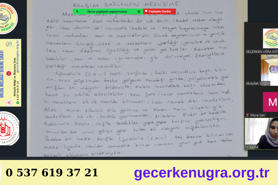 2024 YILI İHTİSAS KURSU KURSİYER SEÇİMİ ONLINE DENEME MÜLAKAT SINAVI OTURUMLARIMIZ 148 ÖĞRENCİNİN KATILIMIYLA DEVAM EDİYOR