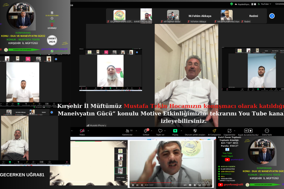 Kırşehir İl Müftümüz Mustafa Tekin Hocamızın konuşmacı olarak katıldığı “Dua ve Maneviyatın Gücü” konulu Motive Etkinliğimizin tekrarını You Tube kanalımızdan izleyebilirsiniz.